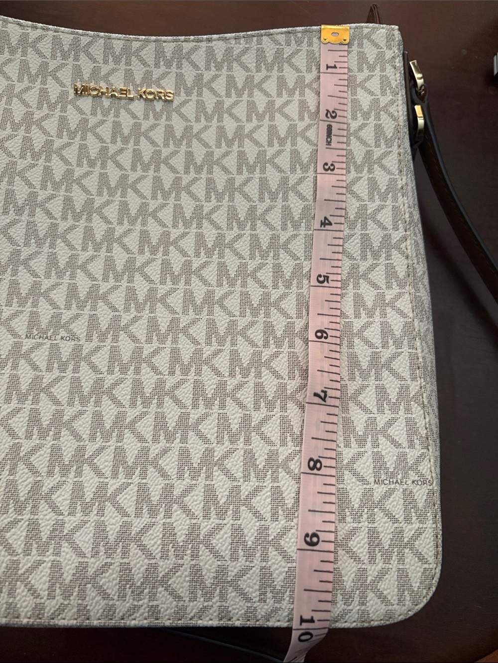 Michael Kors Cream Logo Crossbody with Brown Leather Strap - Picture 11 of 11